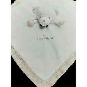 Carter's My Best Friend security blanket lovey rattle white beige 15 inches